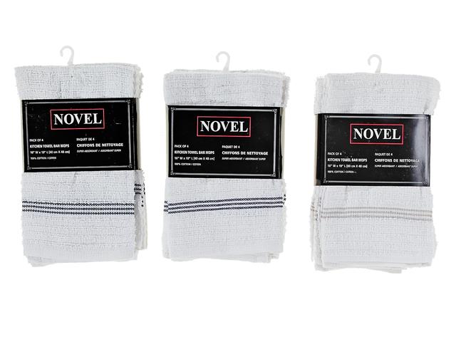 NOVEL Lot de 4 torchons de cuisine en coton pour vadrouille - NOV-4002