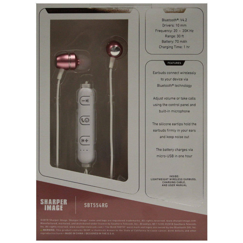 SHARPER IMAGE Écouteurs sans fil en alliage métallique rose avec microphone - SBT554RG