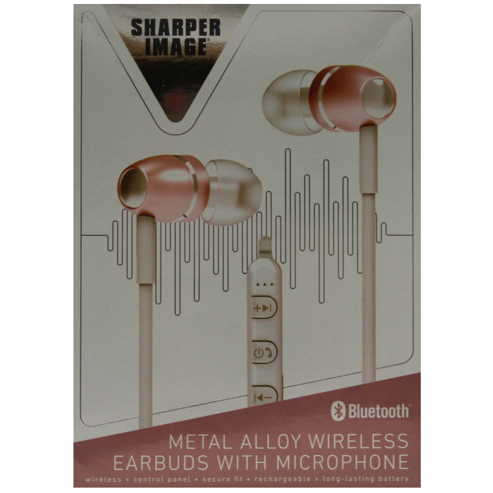 SHARPER IMAGE Pink Metal Alloy Wireless Earbuds with Microphone - SBT554RG