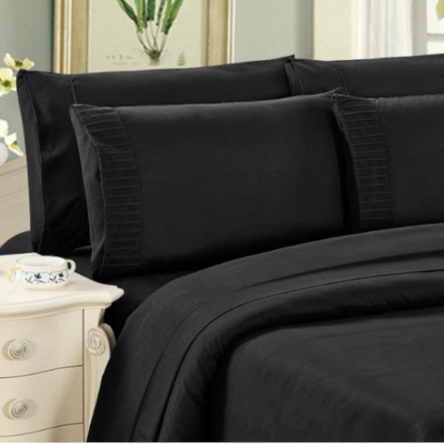 BAMBOO LIVING Ensemble de draps 6 pièces pour très grand lit Noir - SS6PCKBK 