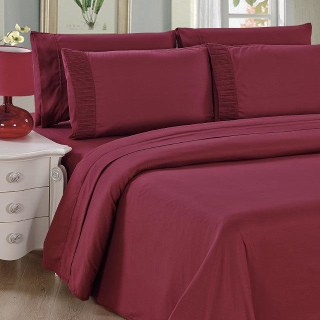 BAMBOO LIVING Ensemble de draps Queen 6 pièces Bordeaux - SS6PCQBU 