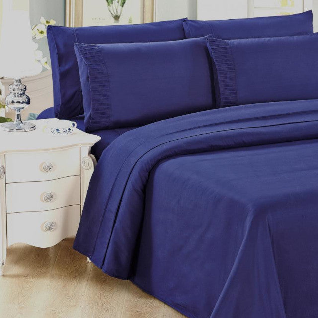 BAMBOO LIVING Ensemble de draps 6 pièces pour très grand lit Bleu marine - SS6PCKNA 