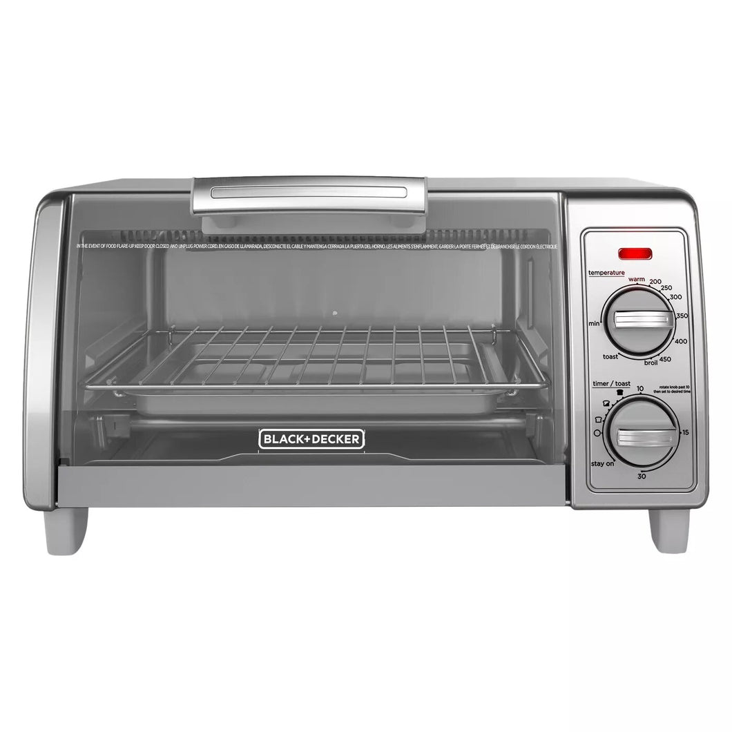 BLACK+DECKER 4 Slice Stainless Steel Toaster Oven - Factory Certified with Full Warranty - TO1700
