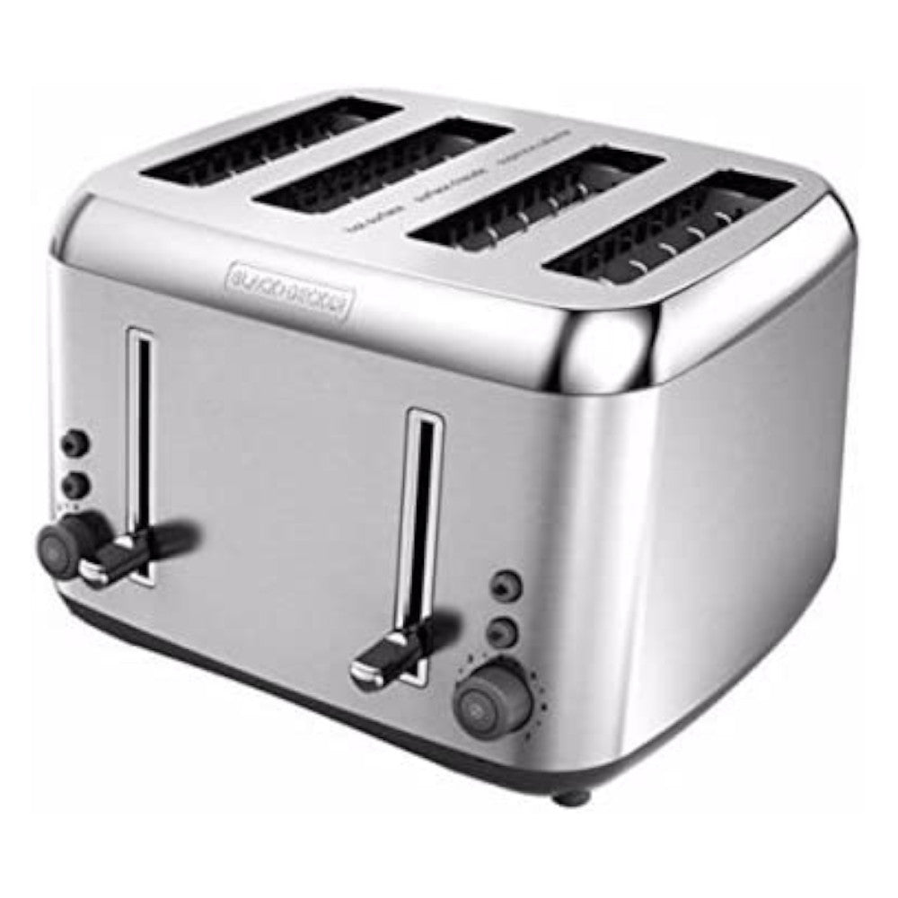 Grille-pain 4 tranches BLACK+DECKER en acier inoxydable - Remis à neuf avec garantie complète du fabricant - TR6490SKT