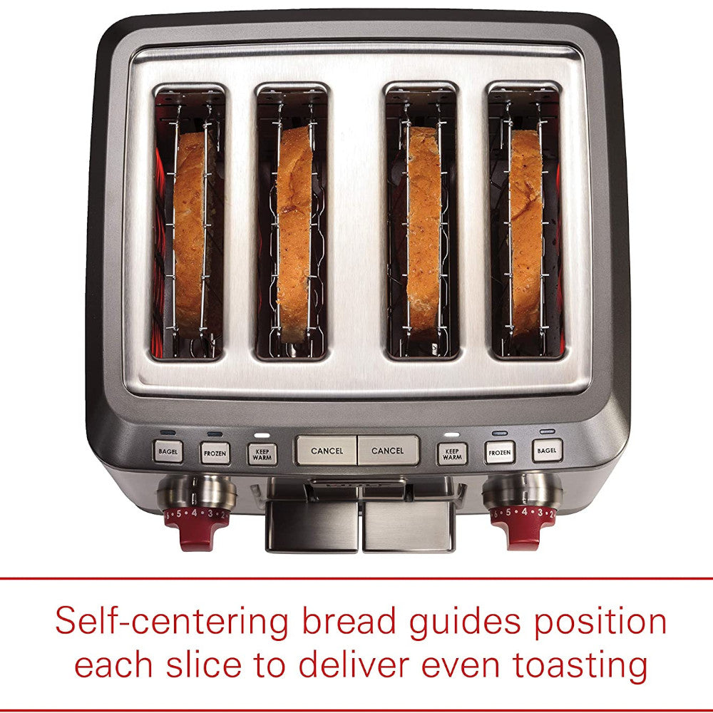 Grille-pain extra-large à 4 tranches WOLF Gourmet - Révisé en usine avec 1 an de garantie - WGTR104S 