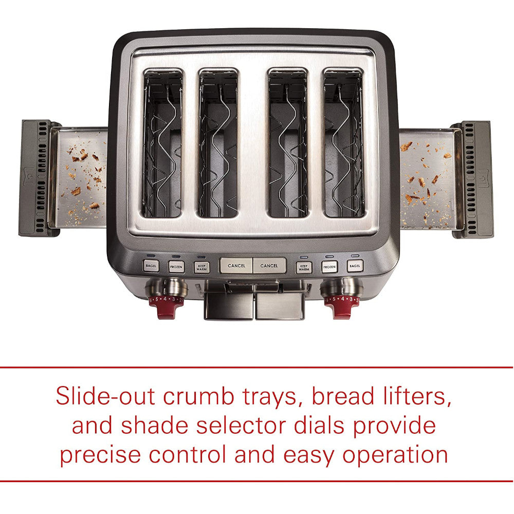 Grille-pain extra-large à 4 tranches WOLF Gourmet - Révisé en usine avec 1 an de garantie - WGTR104S 