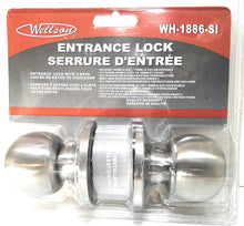 Load image into Gallery viewer, WELLSON Entrance Lock with Button and 3 Keys (Silver) - WH-1886SI
