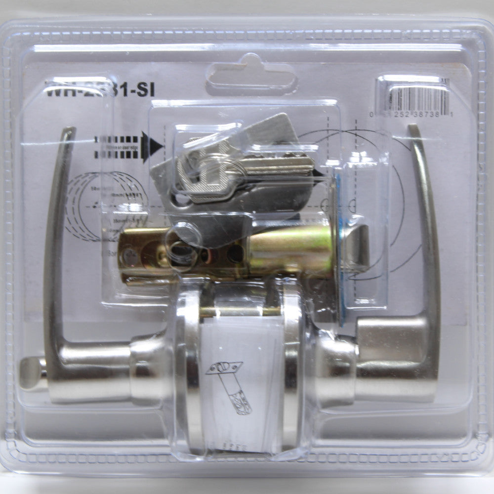 Serrure d'entrée à levier WELLSON avec clés. Argent - WH-2331-SI