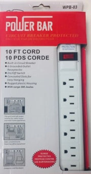 WELLSON 10ft Power Bar with 6 Outlets - WPB-03