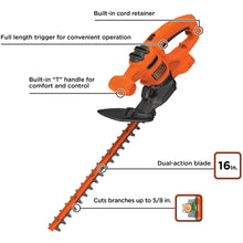Load image into Gallery viewer, BLACK + DECKER 16&quot; Electric Hedge Trimmer - BEHT100
