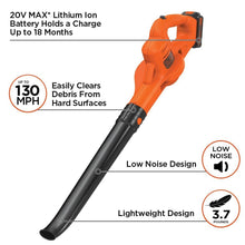 Charger l&#39;image dans la galerie, Balayeuse sans fil au lithium BLACK + DECKER 20 V Max - LSW221
