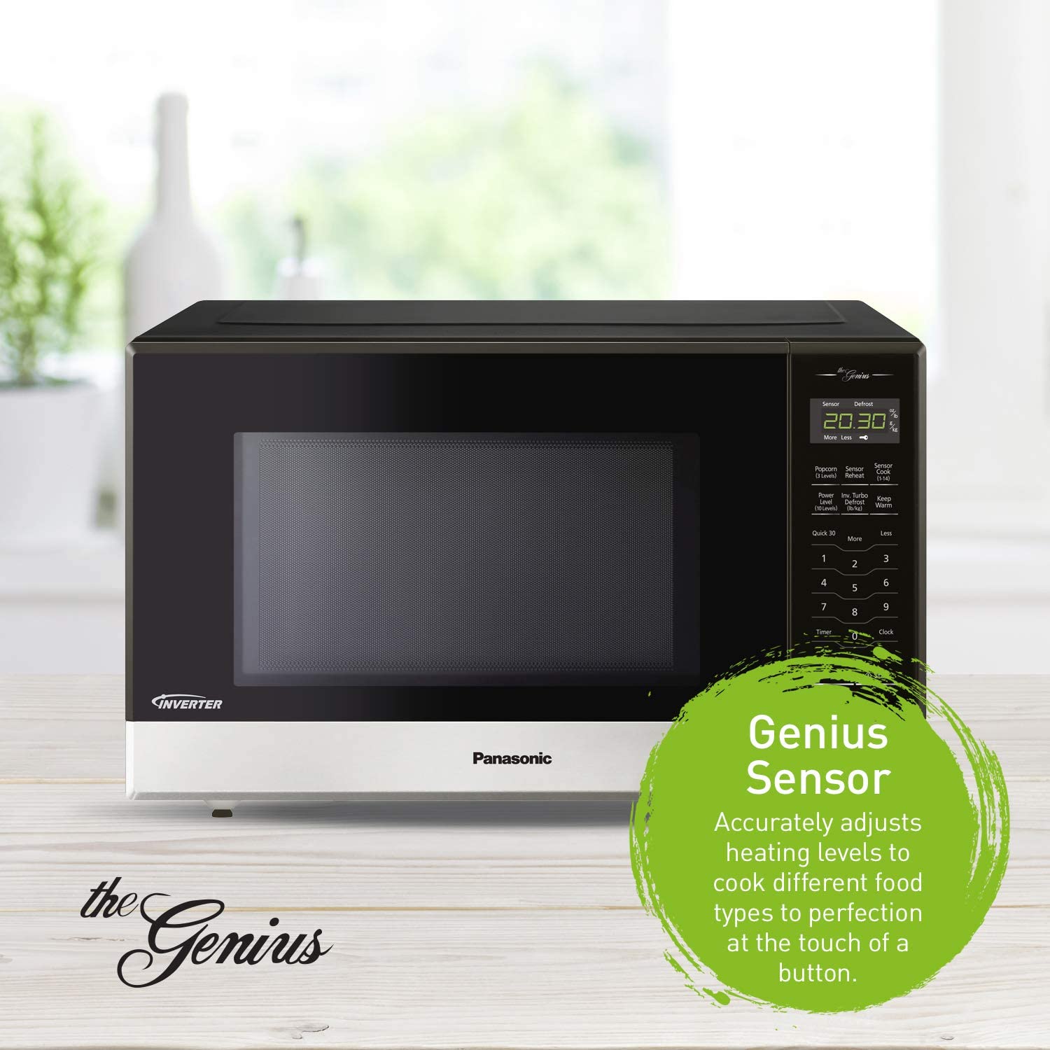 PANASONIC 1.2 CU FT White Genius Microwave Refurbished with Home