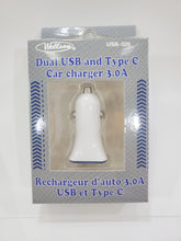 Charger l&#39;image dans la galerie, Chargeur de voiture WELLSON double USB et type C - USB-326
